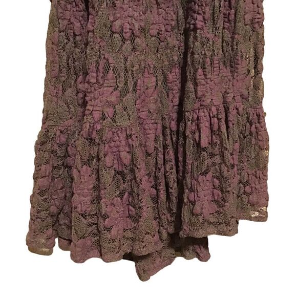 Free People Brown Purple Floral Lace Dress XS - Picture 4 of 10